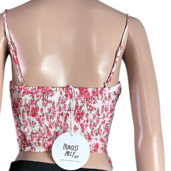 Princess Polly Maddi Cropped Pink & White Floral Top - Picture 2 of 7